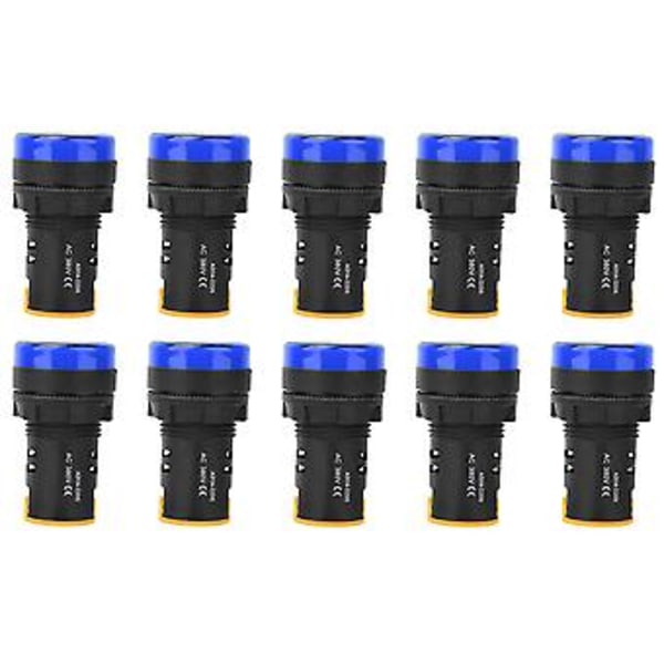 10 st BERM LED Strömindikatorlampa n nPC Flamskyddande Skal 22mm Diameter 380V AD16-22D /S Blå