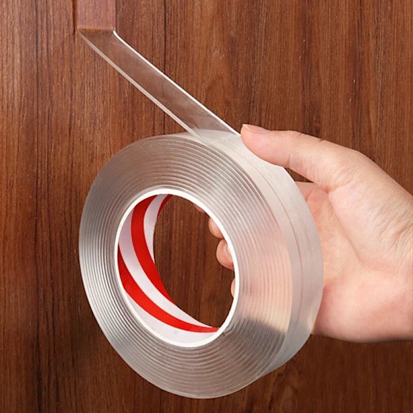 Nano Transparent Double Sided Adhesive Tape Waterproof Reusable Heat Resistant Wall Stickers for Home Bathroom Decor（1mm Thick, 2CM Wide