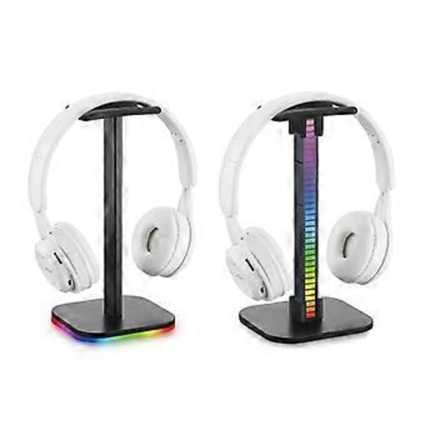 RGB Hodetelefonstativ Spillheadset Skrivebordsdisplayholder LED-base USB Pickup Lys Hodetelefonstøttebrakett-A