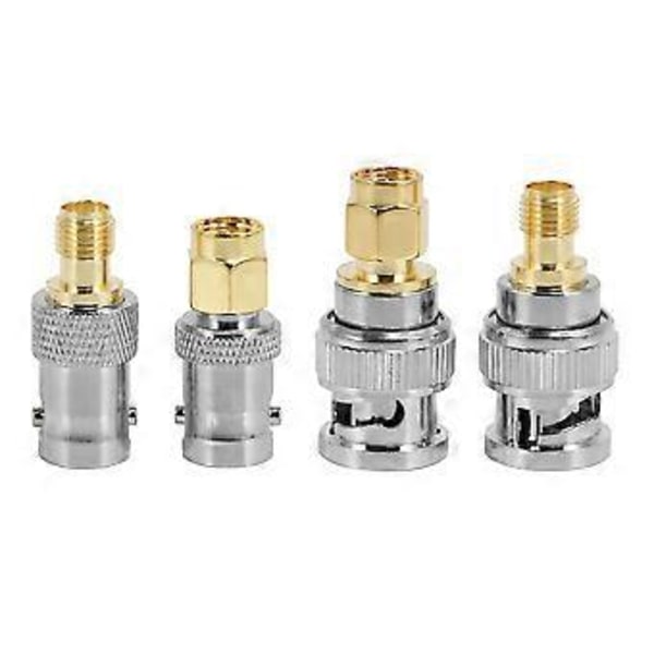4 stk. BNC til SMA Type Han Hun RF Konnektor Adapter Test Konverter Kit Sæt