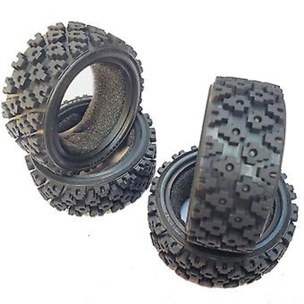 4 st 70mm 1/10 Rc Offroad Buggy Bil Gummidäck Hjul Däck Fram För Tt01 Tt02 Xv01 Lc Racing P