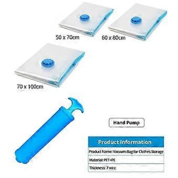 Vacuum Opbevaringsposer, Vakuum Pose Emballage Sparer Plads, til Sengelinned Tøj Rejse Opbevaring Soveværelse Opbevaringsposer 60x80cm