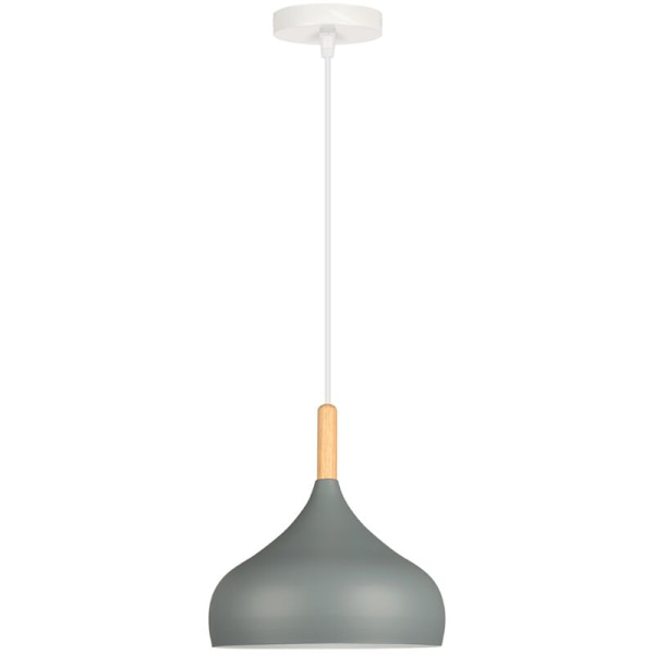 Modern nordisk taklampa i metall och trä med justerbar lampskärm för inomhusbruk, grå