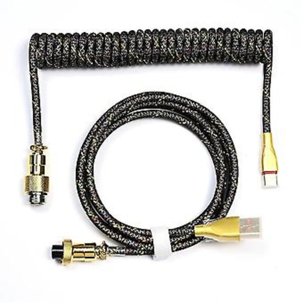 Type C Datakabel Mekanisk Tastatur Spiral Kabel Svart