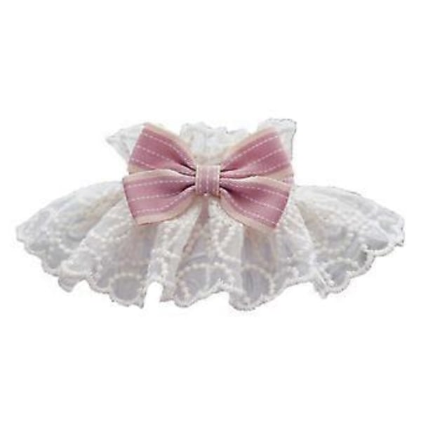 Katt Spetsrosett Halsduk Lätt Söt Prinsessstil Flora Spets Haklapp Rosettkrage för Kattungar Valpar Teddy Rosa XS