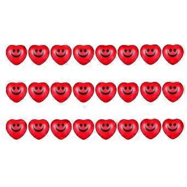 24 stk. Valentinsdag Hjerte Stressbolde, Røde Smileys Ansigtsbolde, Hjerteformede Skumbolde til Børn og Voksne