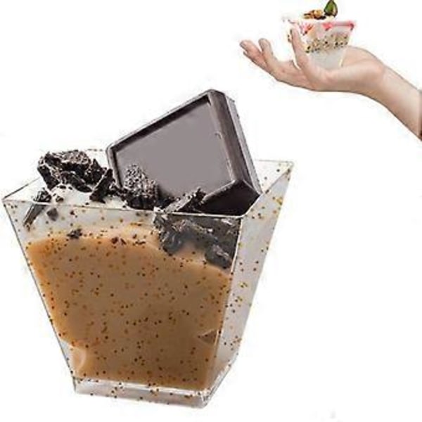 50 stk. puddingkopper og skjeer med gullkant 60 ml bryllupsfestbegre gullbronse drikkekopper bulk julebord