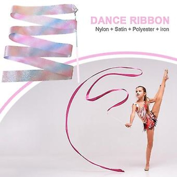 2m Blinkande Stjärna Gymnastikband Dansband Rytmisk Gymnastik Balett Streamer Snurrande Pinne Regn