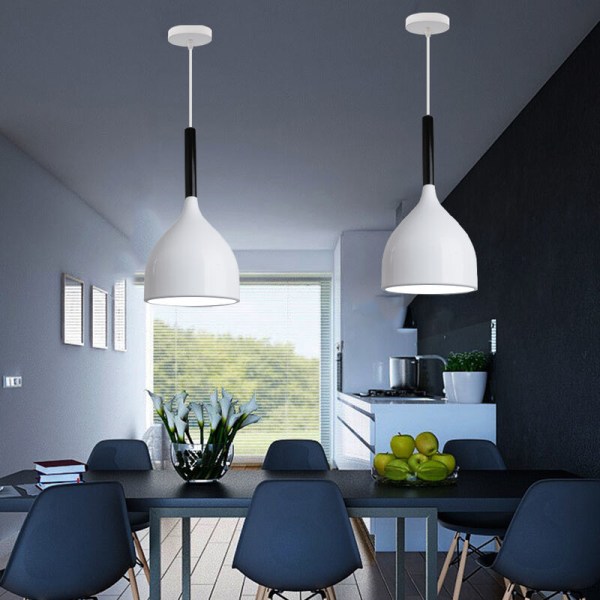 Modern Simple Pendant Ceiling Lamp Creative Indoor Hanging Light Metal Chandelier White