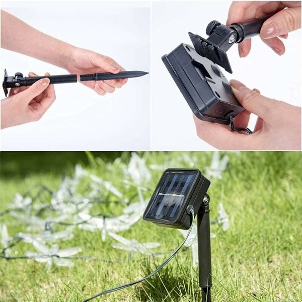 Solcelledrevne lysslynger med 50 LED-sommerfugler, utendørs flerfargede blinkende sommerfugl-solcellelamper med 8 lysmoduser, vanntett lys