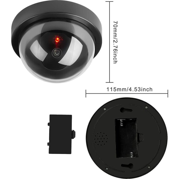 Dummy-kamerat, tekovalvontakameran kupukamera LED-vilkkuvalolla yrityksille, myymälöille, kodeille, sisä- ja ulkokäyttöön, 1 pakkaus