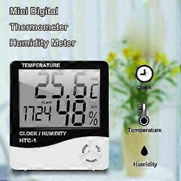Ndoor Rum LCD Elektronisk Temperatur Luftfuktighetsmätare Digital Termometer Hygrometer Väderstation Väckarklocka,, Tangrui