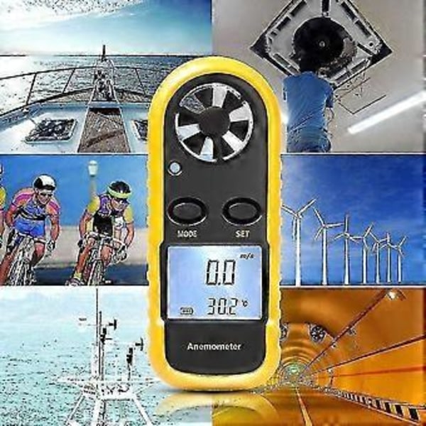 Digitalt Anemometer, Vindhastighedsmåler, Luftstrømshastighed Temperaturmåling Vindafkøling Med Termo