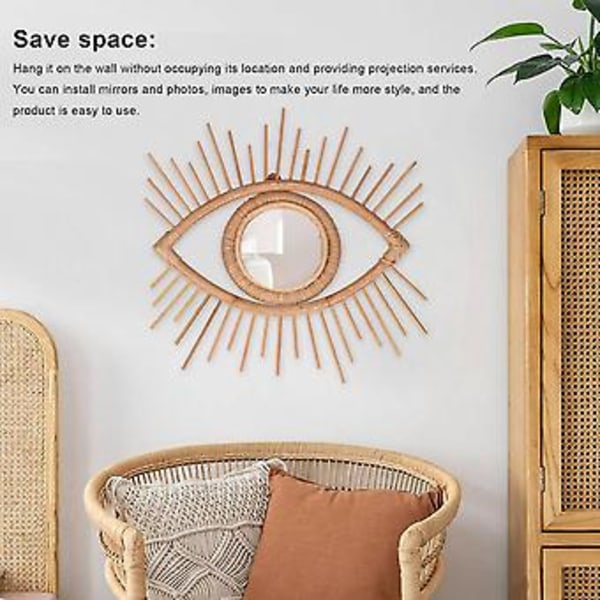 Øyeform Dekor Speilramme Rattan Kunst Dekor Sminkespeil Toalett Baderom Vegghengende Speil Fr