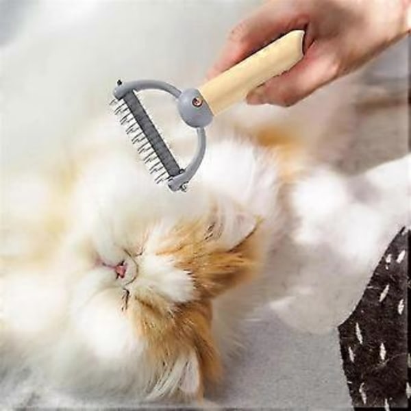 Underpelsrive Dematting Kattekamme til Pleje af Langhårede Katte Dobbeltsidet Underpelsrive Kæledyrs Dematting Rive A