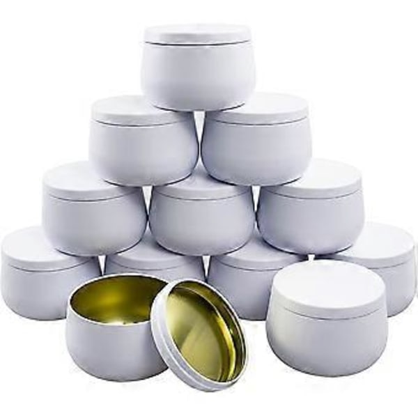 Ljusburkar med Lock - 12st Ljusbehållare, 240ml Ljus Metallburkar, Ljusbehållare för DIY Ljustillverkning (D)
