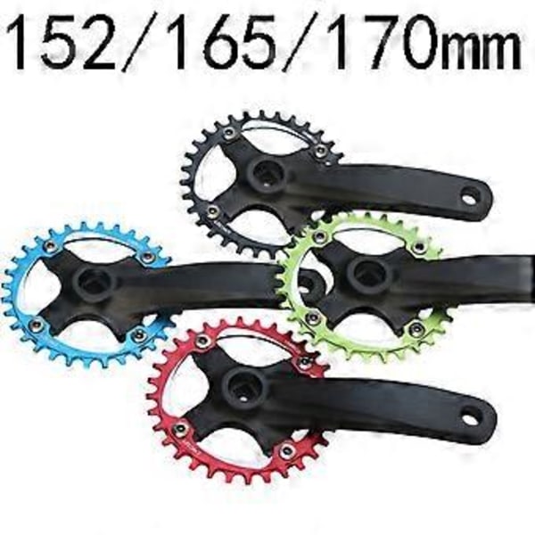 152mm Cykel Krankarm Cykel Firkantet Hul Kranksæt 32T Smal Bred Single Speed Kædering Kranksæt, Sort