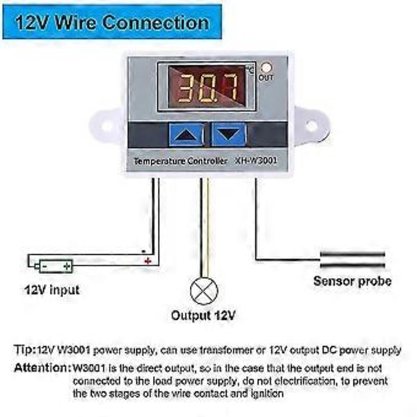 4st Xh-w3001 Digital Temperaturkontrollmodul Termostatbrytare Vattentät Sond Elektronisk Th