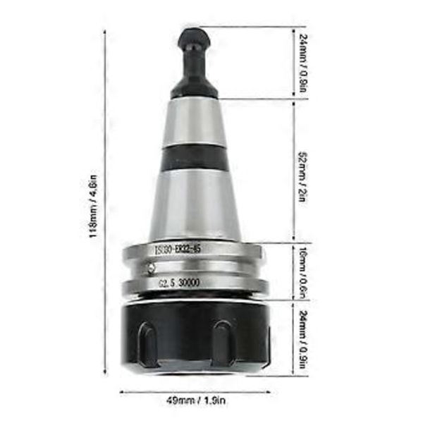 Chuck Verktygshållare ISO30&#8209;ER32&#8209;45 G2.5 30000 RPM CNC Fräsning Spännhylsa Balans