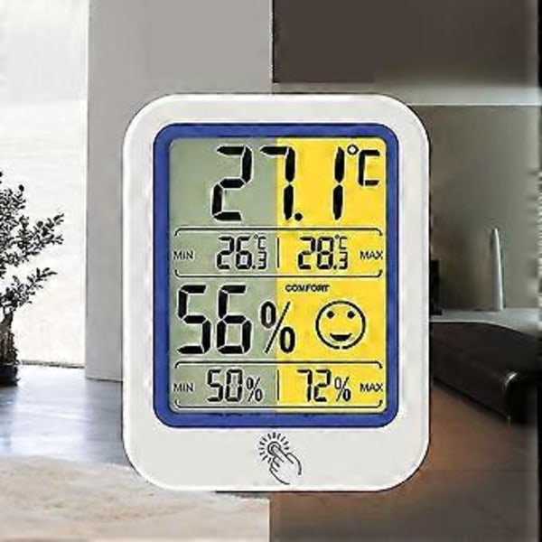 LCD Elektronisk Digital Temperatur Fugtighedsmåler Termometer Hygrometer Baggrundslys Hjem Indendørs Vejrstation