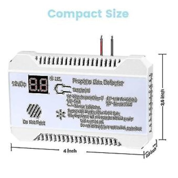 Propandetektor 12V LPG Naturgassensor Läckagealarm 85db Siren För Bil Husbil Hem Digital Propan T