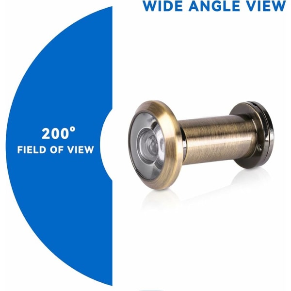 Dørkikkert, 200～messingkikkert med overvåkningsdeksel for montering i 35mm-60mm dørblader(1stk,Gul)