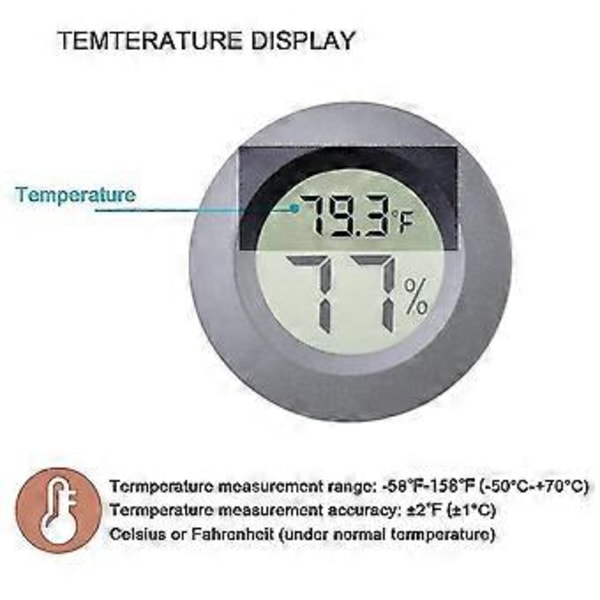 2-pack Mini Hygrometer Termometer Fahrenheit Eller Celsius Mätare Digital LCD-skärm Inomhus Rum Rund Fuktighet