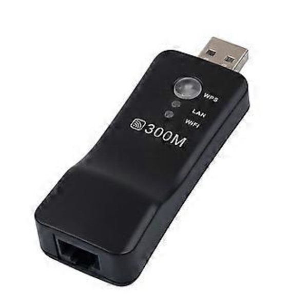 Trådlös TV Wifi Adapter 300Mbps Universellt Nätverkskort RJ-45 Wi-fi WPS Repeater AP-läge för TV Bil Headset