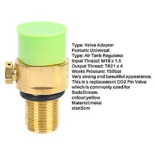 M18x1.5 Gevind Tank Maker Ventil Adapter Co2 Pin Udskiftning 150bar Tr21x4 Tank Ventil Adapter