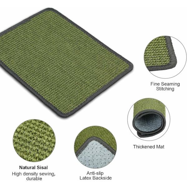 Kattklösmatta, Naturlig Sisal Kattklösmatta Anti-Slip Katt Kattklösare för Husdjur Sovmössa Skyddar Möbler Golv Vägg (30 x 40