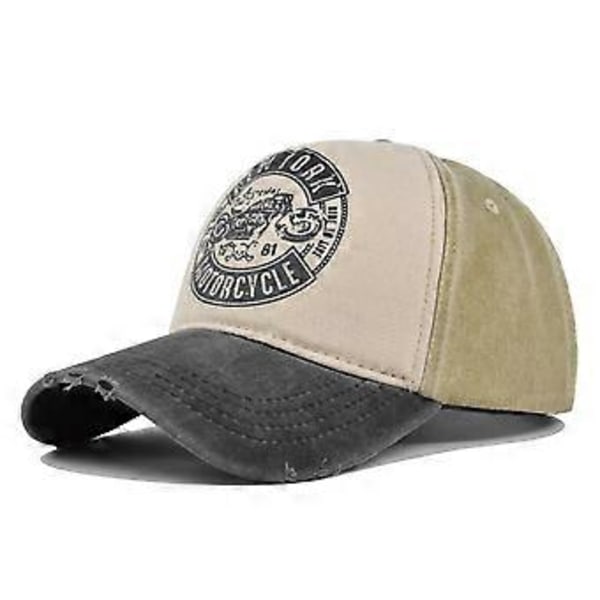 Baseballkasket med graffitiprint og vaskede huller for at give et gammelt look, farvematchende baseballkasket med bred skygge, buet skygge og spids skygge