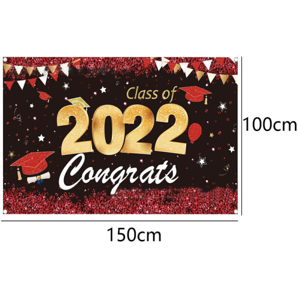 2022 Graduationsbaggrund Klud, Gradueringsfest Dekoration Banner Hængende Vimpel 150100cm