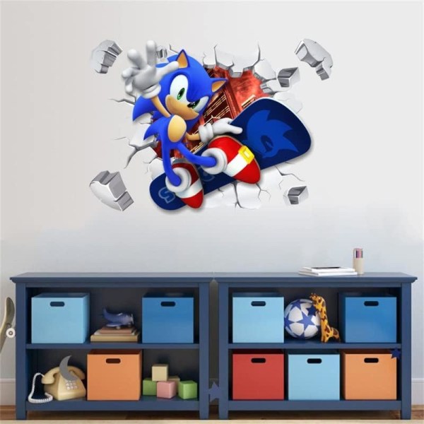 Sonic väggdekal, väggdekoration för sovrumsbakgrund