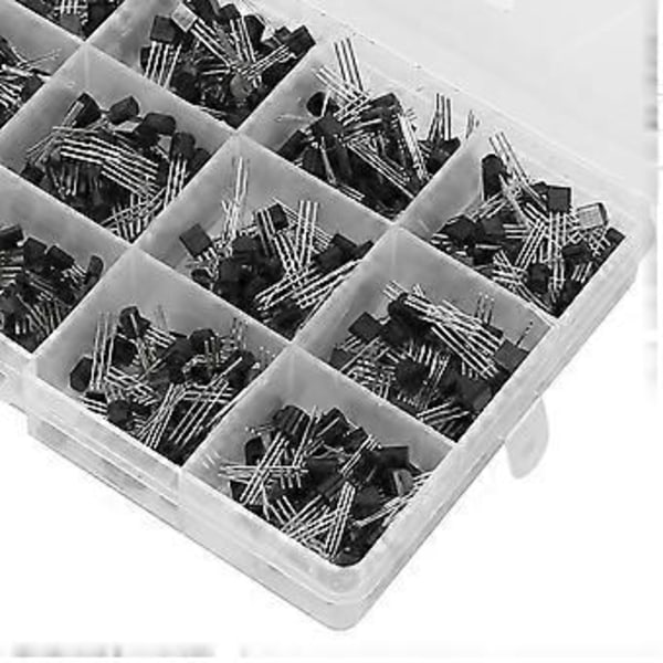 600 stk. Transistor Sortimentssæt NPN TO-92 PNP 2N2222-S9018 Straight Plug Transistor