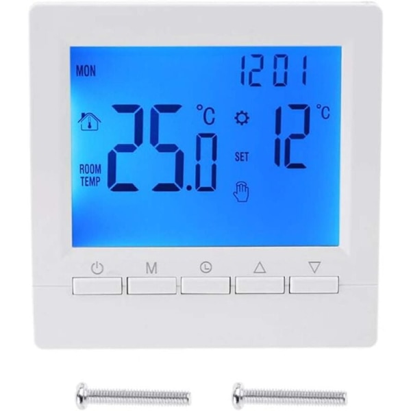 Smart Wall Thermostat with LCD Display for Underfloor Heating - Blue Backlight