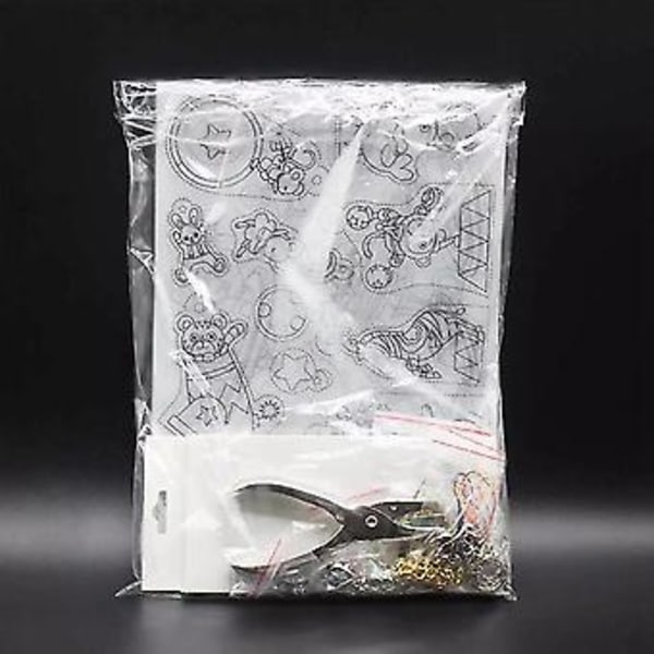 198 st Krympkonstpapper Värmekrympark Plastkit Hålslag Nyckelringar Pennor DIY Ritning Ar
