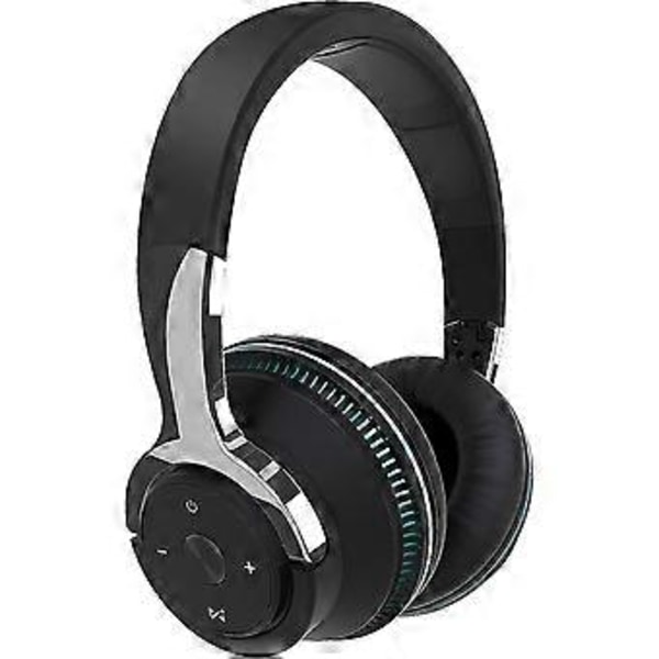 Bluetooth-kuulokkeet korvan yli, LED-valolla varustetut langattomat kuulokkeet korvan yli Hi-fi Stereo Taitettavat langalliset kuulokkeet mikrofonilla yhteensopivat (musta)