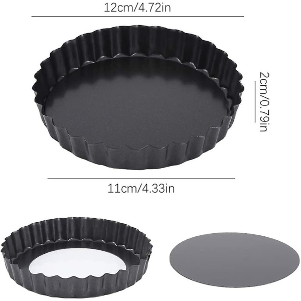Set med 6 non-stick bakformar runda pajformar quicheform med löstagbar botten