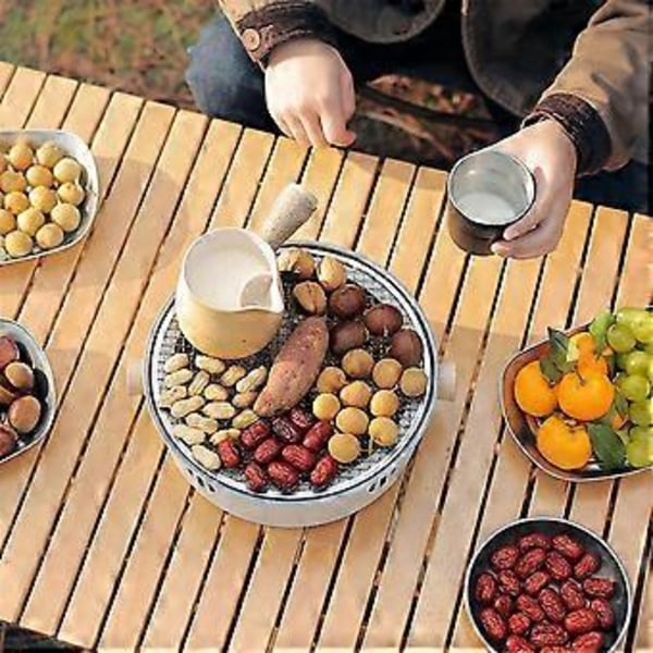 Ulkokäyttöön tarkoitettu retkeilygrilli BBQ-uuni Monitoiminen kotitaloushiiligrilli pyöreällä tarttumattomalla grillillä