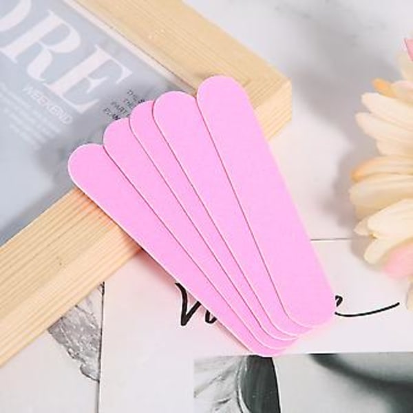 100 st Nagel Fil Dubbelsidig Nagelbuffer Sandpapper Poleringsremsa Manikyrverktyg Rosa