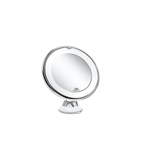 Makeup Spejl 10x Forstørrelse Led Oplyst Makeup Spejl 360 Drejelig Med Integreret Sugekop Barber Spejl Væg Spejl Forstørrelse
