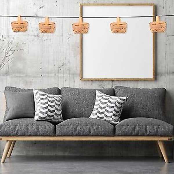 12 stk. Mini kurver av treflis, håndvevde kurver, ornamenter, oppbevaringsboks