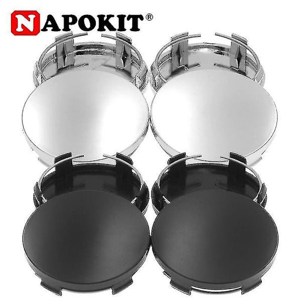 4 stk/pakke Universal 60mm Hjulnavkapsel Hjul Felg Nav Deksel Deksel Dekorasjon Biltilbehør Styling Svart Sølv, Svart