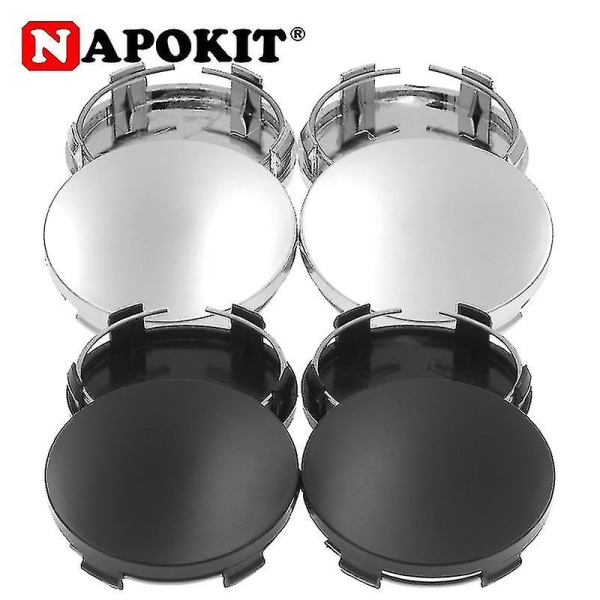 4 stk./parti Universal 60mm Hjulcenterkapsel Hjul Fælg Nav Disk Dæksel Ombygning Dekoration Bil Tilbehør Styling Sort Sølv,sort