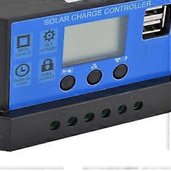 Aurinkolataussäädin LCD-näytöllä, kaksois-USB, älykäs ohjaussäädin DC 12V24V30A