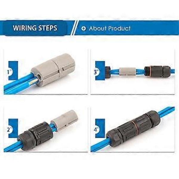 10 STK IP68 Elektrisk Vandtæt Konnektor Ledning Kabel 3 Ben Udendørs Hård Ledning Hurtig Push-in Leder Terminal Konnektor