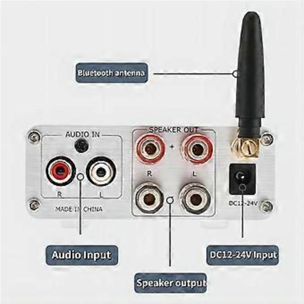 HiFi Lydforstærker MA12070 80Wx2 Bluetooth 5.0 Stereo Audio Effektforstærker til Hjemmebiograf Karaoke Forstærkning - Sort