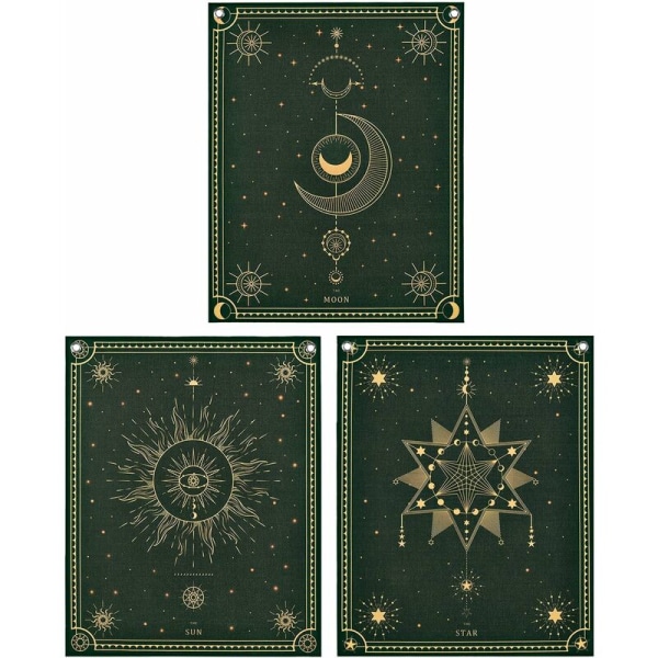 Pack of 3 Tarot Tapestry The Sun Moon Star Tarot Tapestry Tarot Card Tapestries Dark Tapestry Mysterious Medieval Europe Tapestry Wall Hanging with