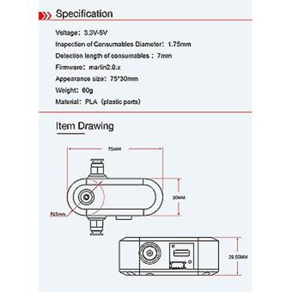 Ment Sensor Break Detect Module V1.0 Mon 3D-skrivare S För Skr V1.4 Turbo Pro