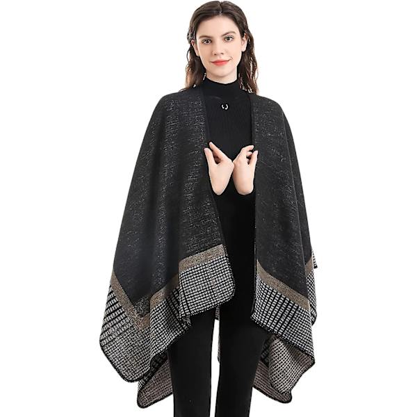 Ponchos för kvinnor, sjalar, wraps, överdimensionerad vinterscarf, dam poncho cape, varm